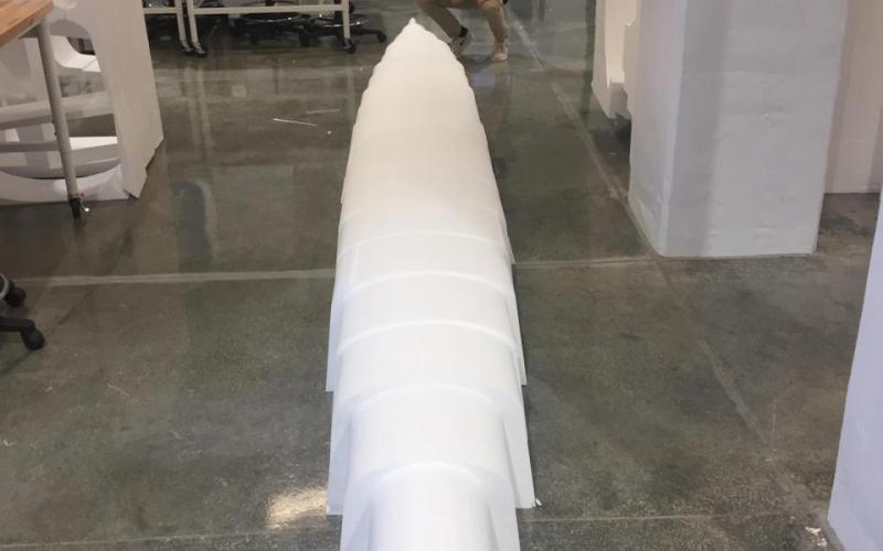 Styrofoam mold for concrete canoe 